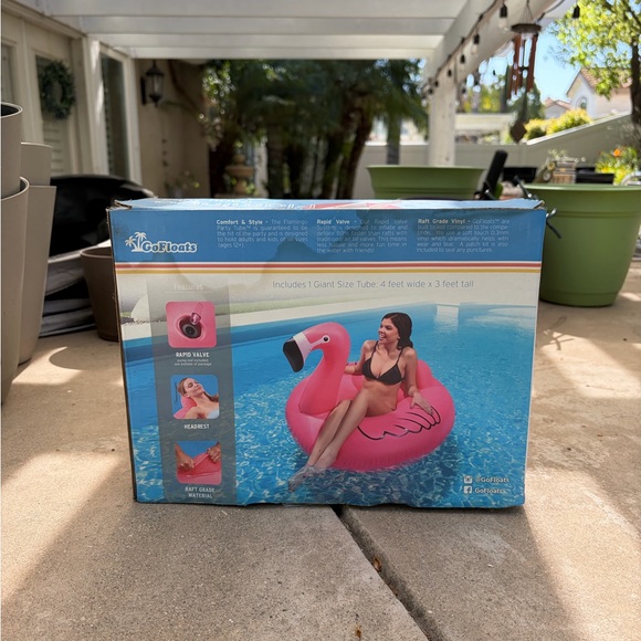 Pink Flamingo Inflatable Pool Float - Picture 2 of 3